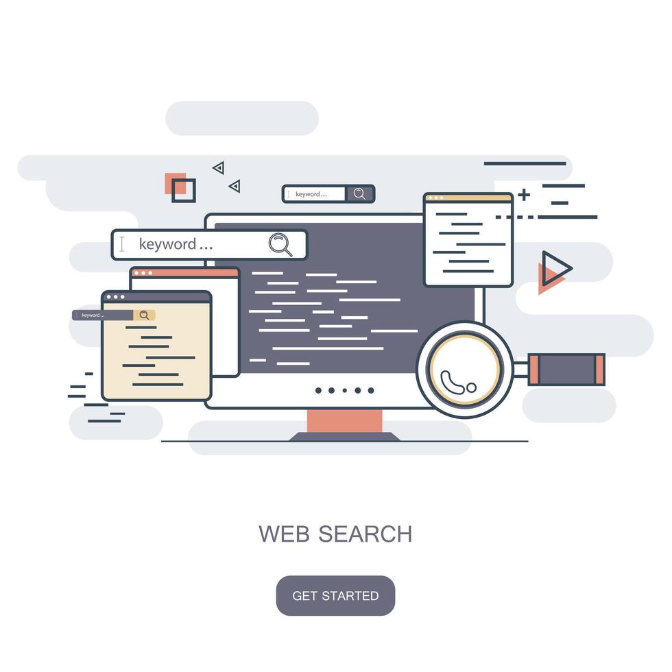 Web search concept. Search engine marketing concept. Flat illustration vector