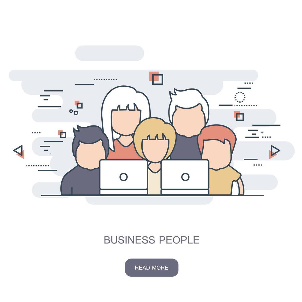 Set of business people. Avatars. Flat outline illustration vector