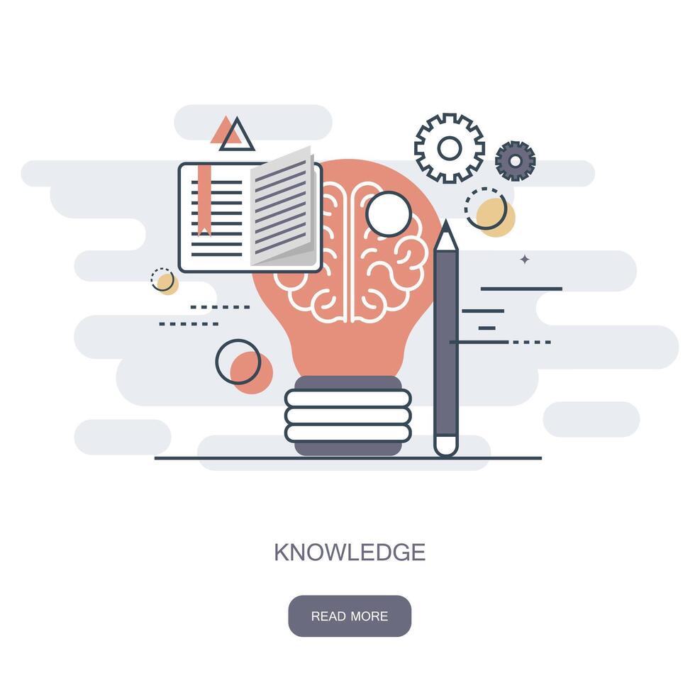 Knowledge and wisdom icon. On line learning, education, web tutorials. Flat illustration vector
