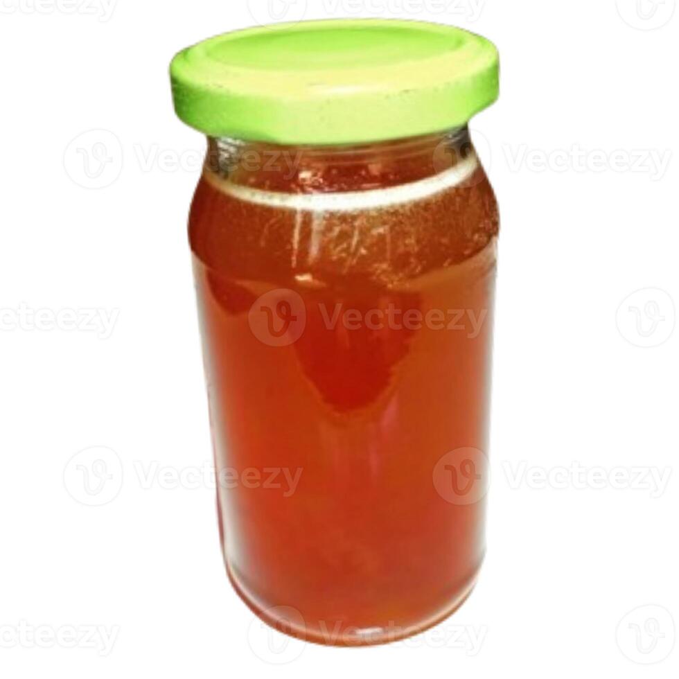honey Glass jar isolated on white background photo