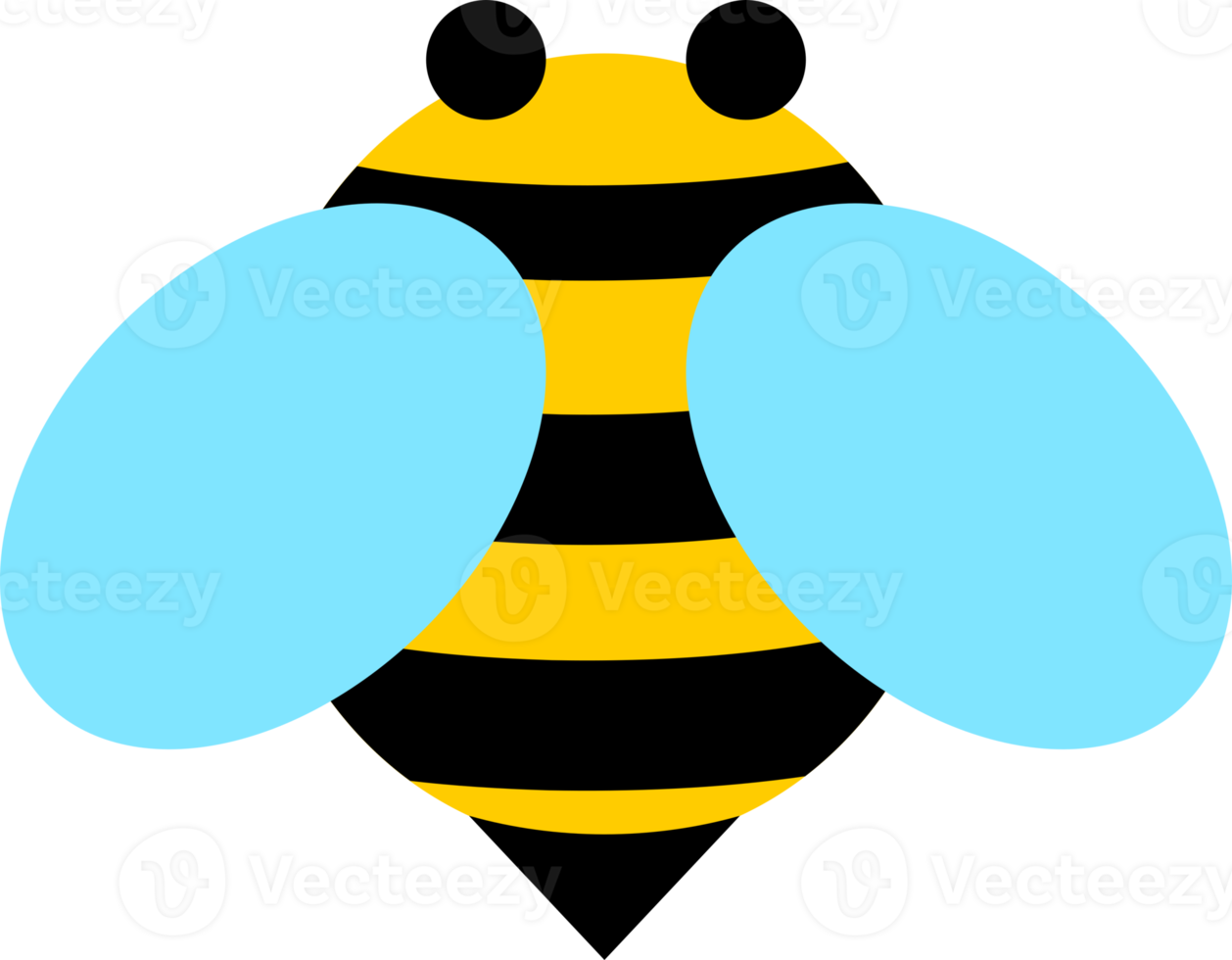 Cute fat yellow bee flying doodle icon png