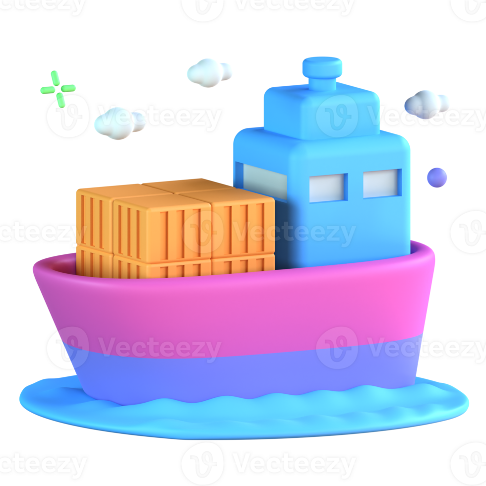 3D Illustration cargo ship png