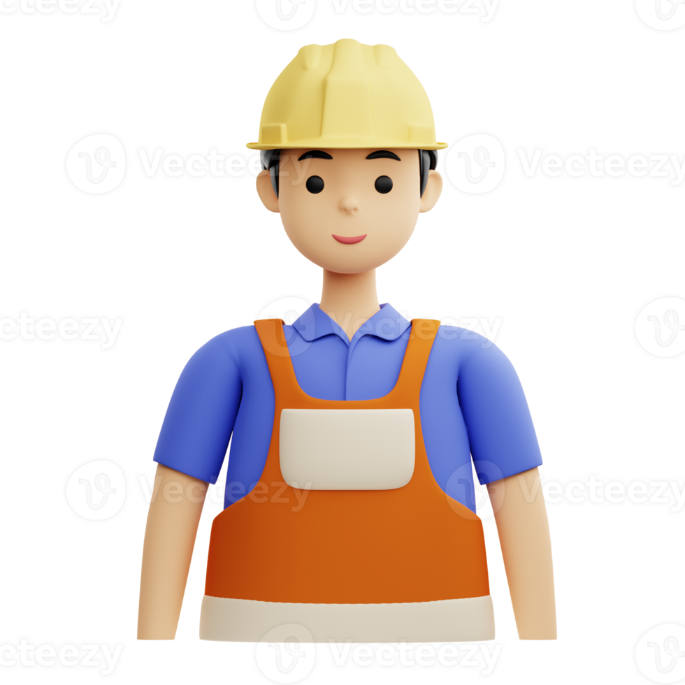3D Illustration construction worker male png