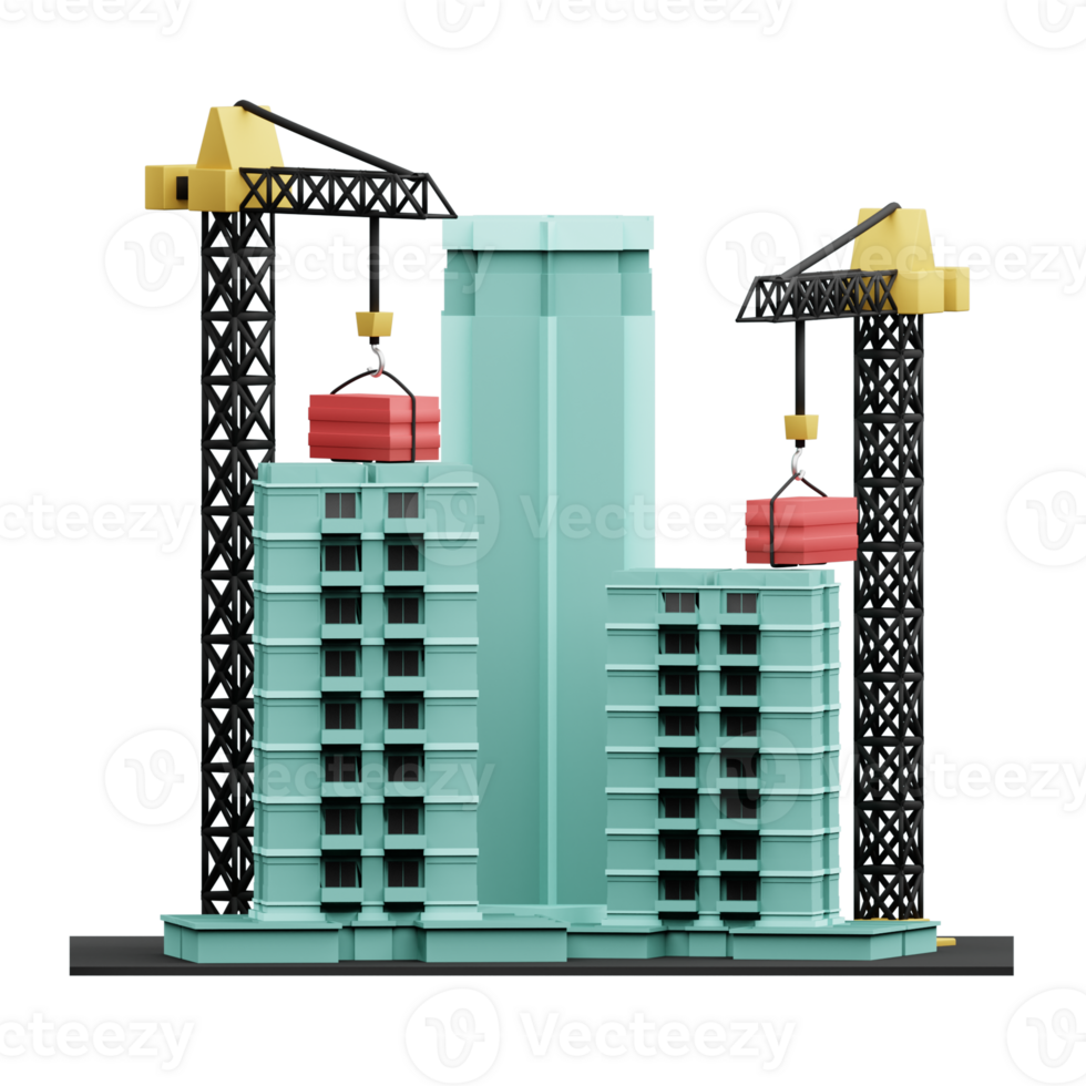 3D Illustration construction site png