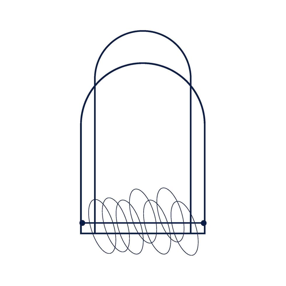 Aesthetic Frame minimal element. Y2k graphic shape with star and line. Aesthetic illustration. Geometric arch for modern design vector