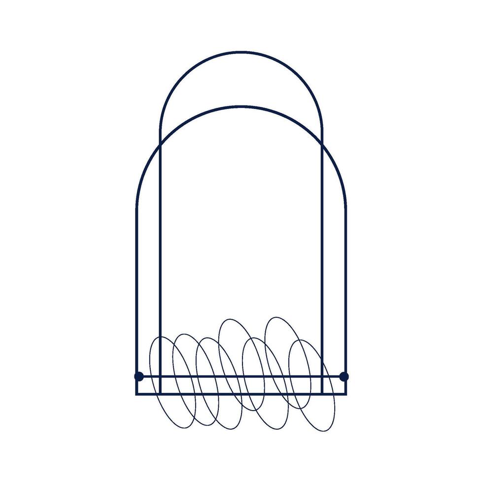 estético marco mínimo elemento. y2k gráfico forma con estrella y línea. estético ilustración. geométrico arco para moderno diseño vector