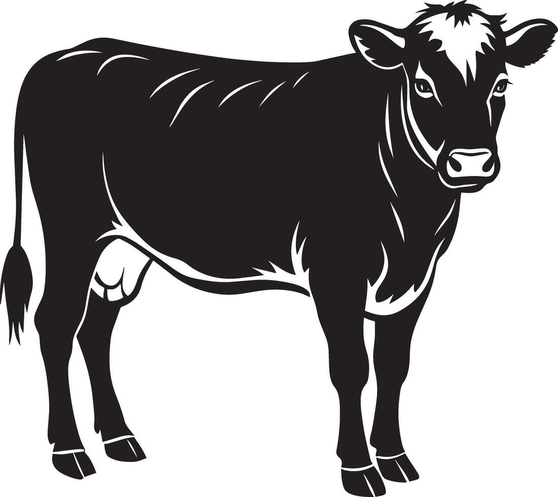 Cow. Farm animal. Black and white illustration of a cow. vector