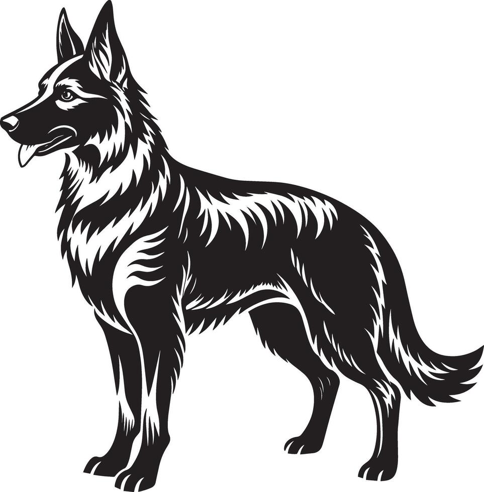 perro silueta . negro y blanco. aislado blanco antecedentes vector