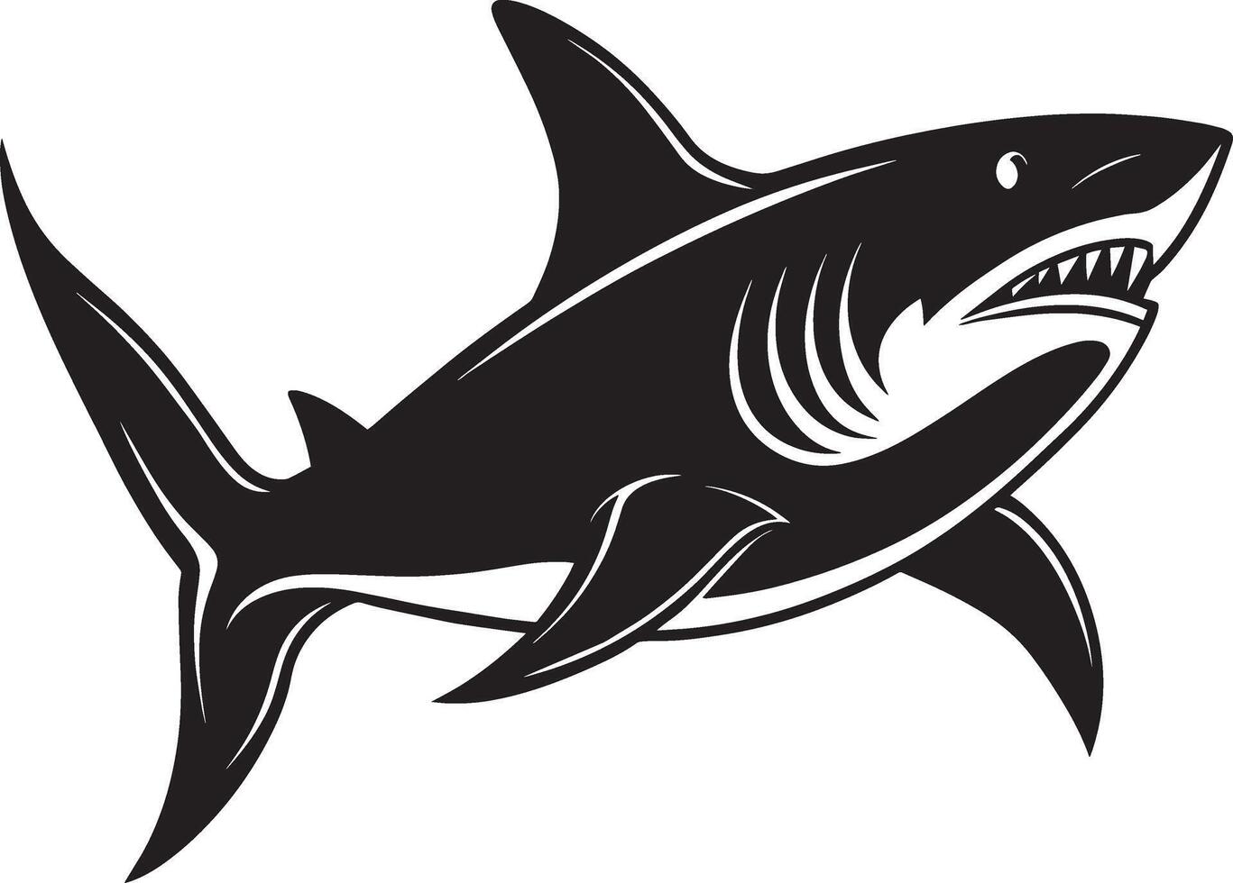 Shark - Black and White Illustration. vector