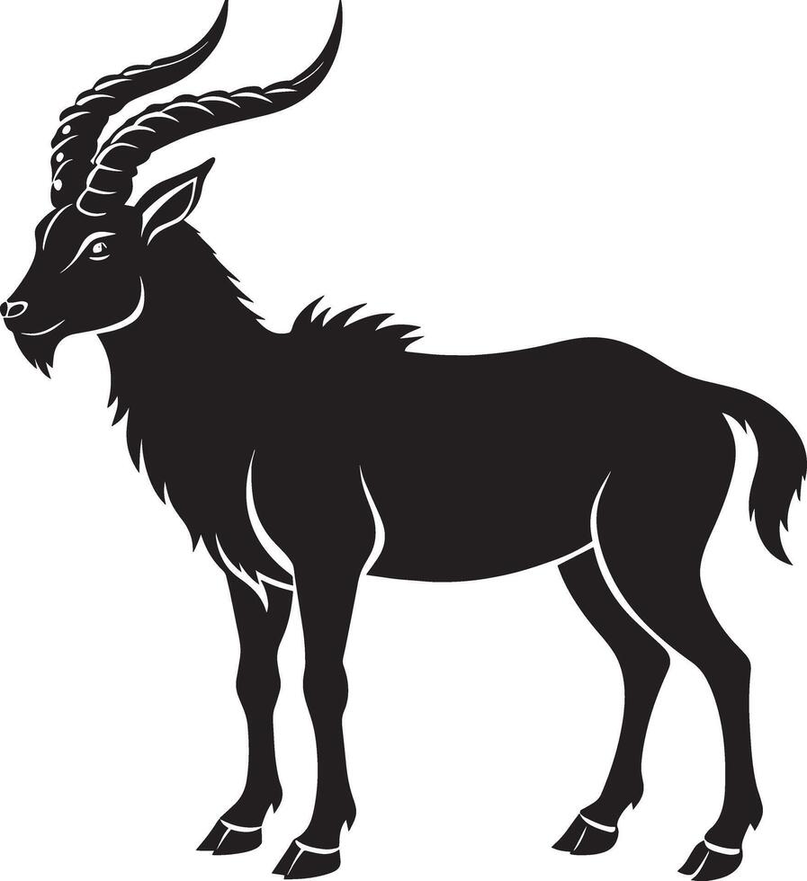illustration of a kudu in black and white colors. vector