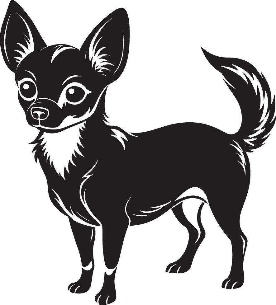 chihuahua negro y blanco ilustración vector