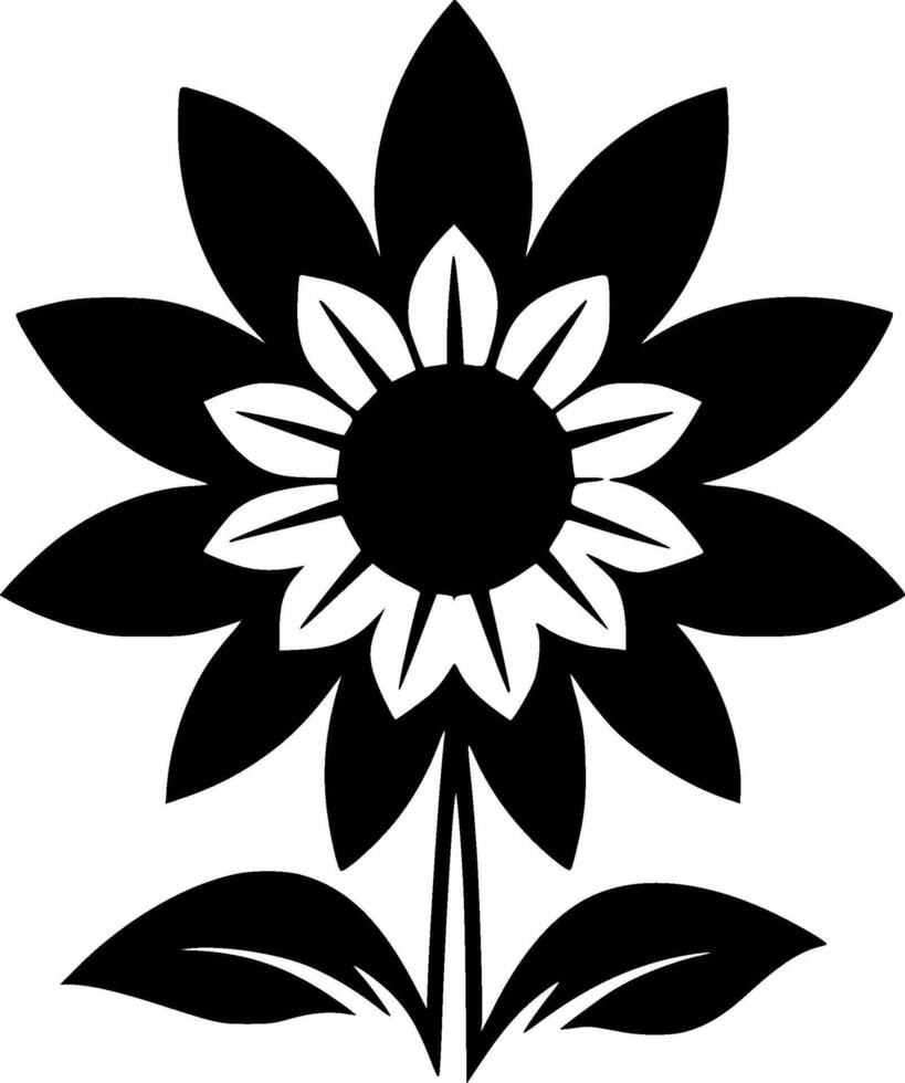 Flower - Black and White Isolated Icon - illustration vector