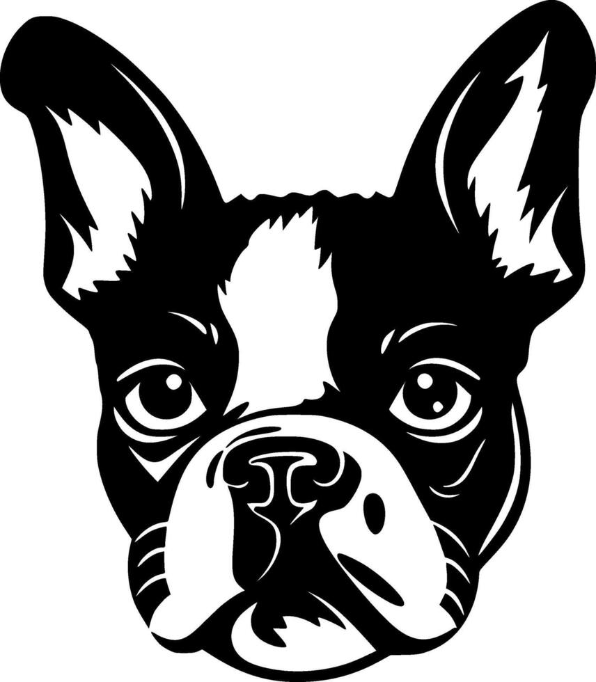 Boston Terrier - Black and White Isolated Icon - illustration vector