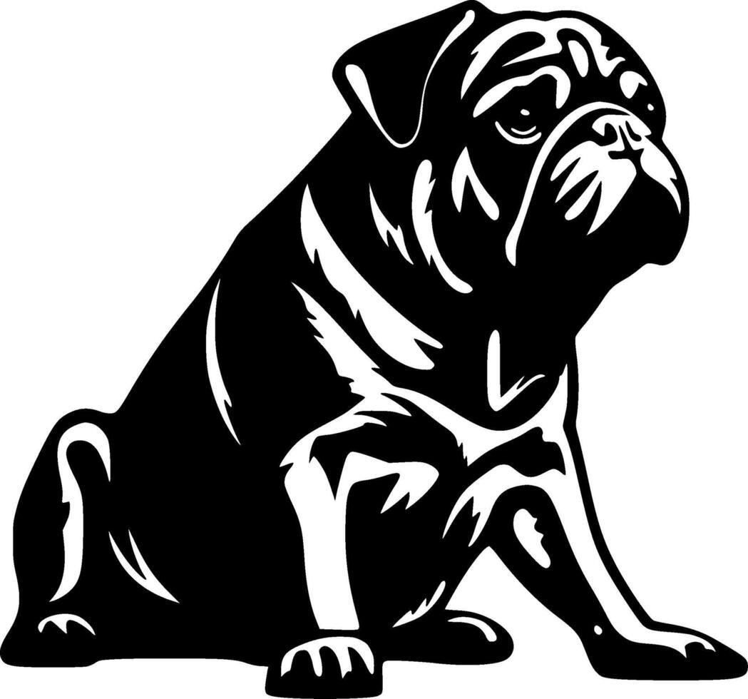 Pug, Black and White illustration vector