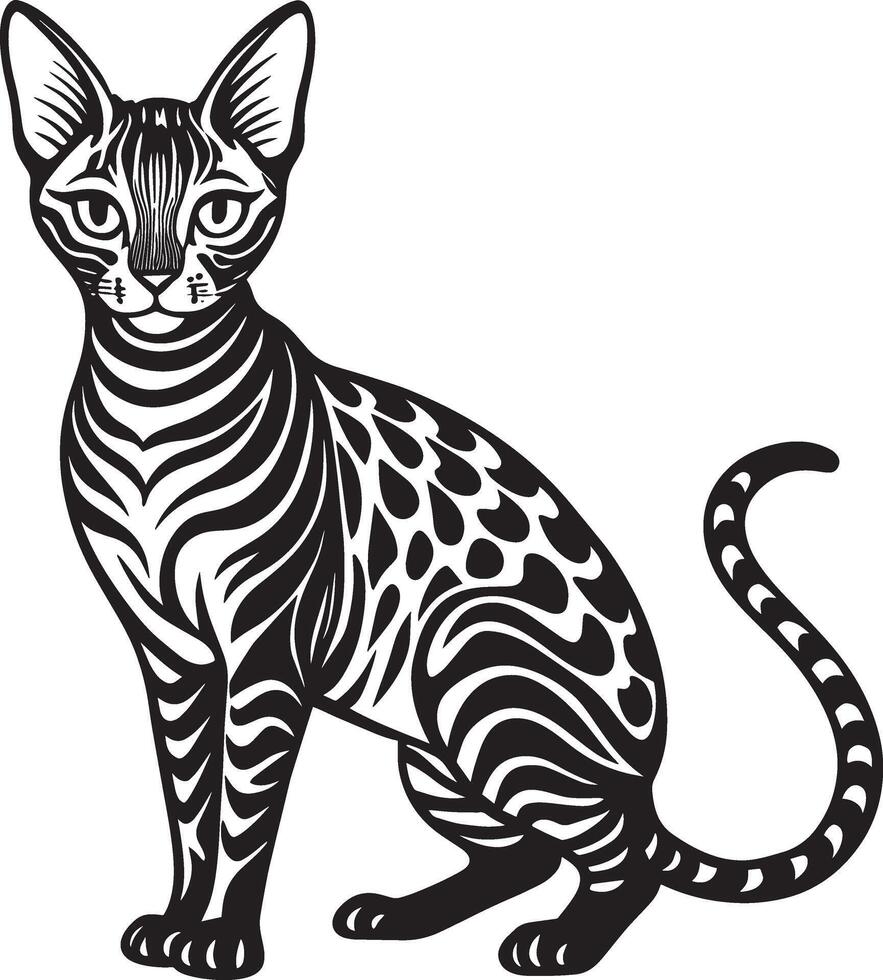 Bengal Sphynx cat. illustration vector