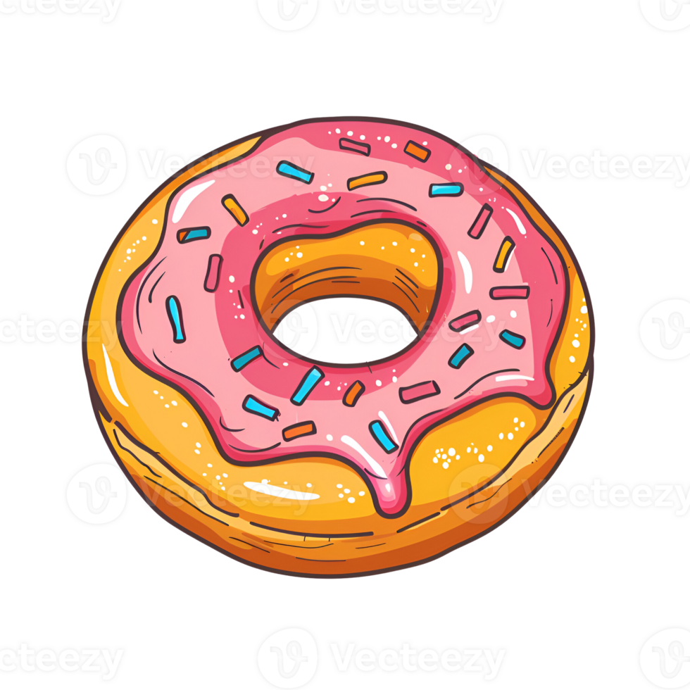 Cartoon Style Donuts Logo Illustration No Background Perfect for Print on Demand png