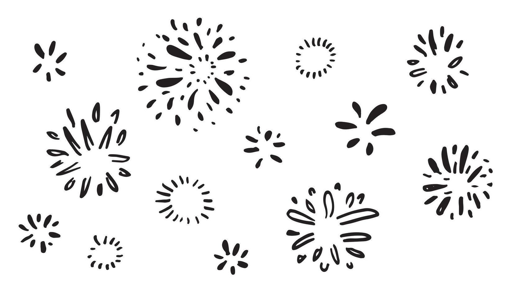 set of doodle starburst isolated on white background hand drawn from sunburst. design elements. illustration. vector