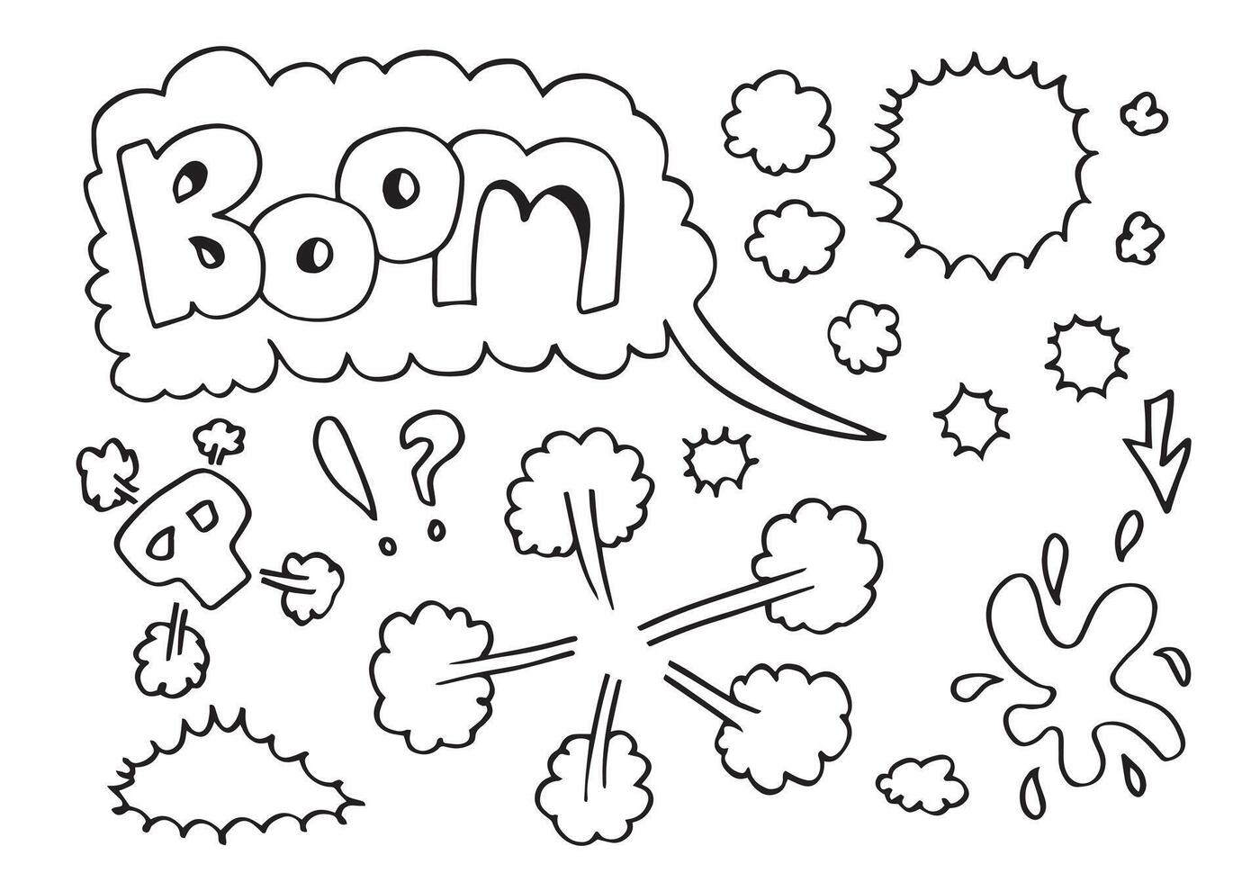 Hand drawn comic doodles on white background. vector