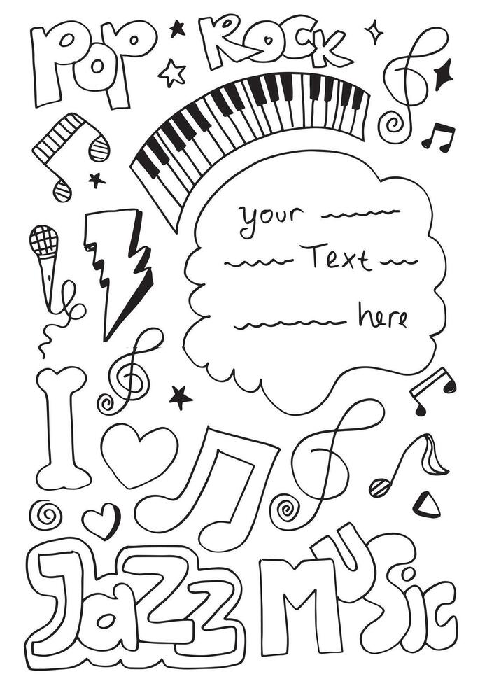Music Background Hand drawn music set illustration. illustrations of music images, design concept. vector