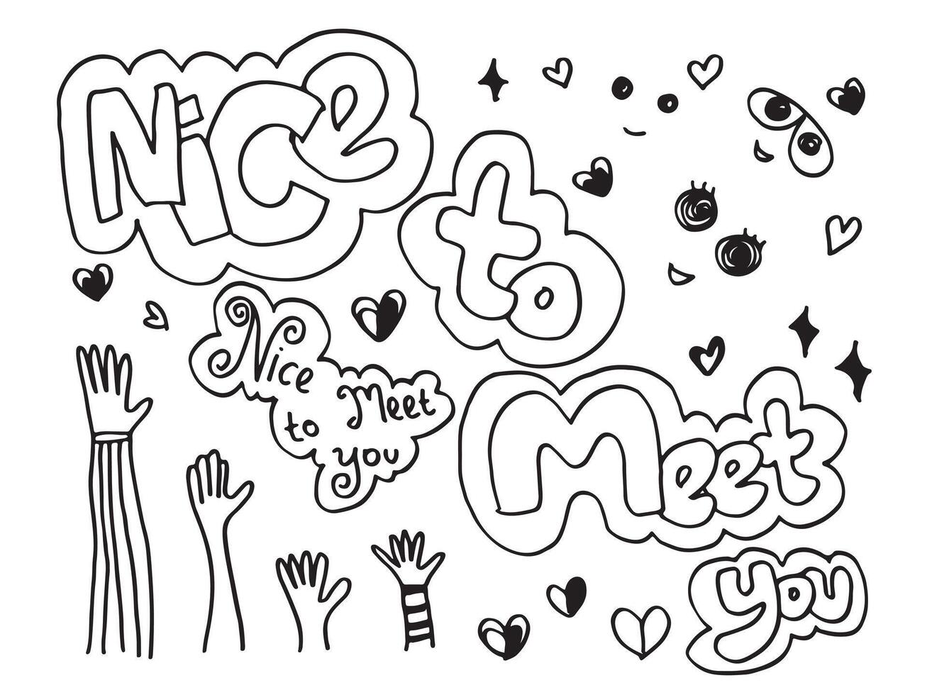 Nice to meet you. Hand drawn lettering isolated in white background vector