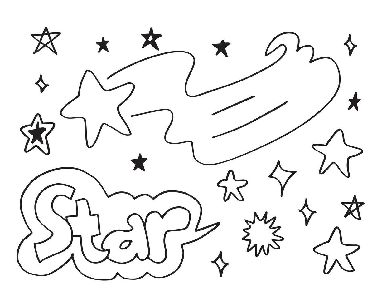 Hand drawn stars set. Star doodles collection on white background. vector