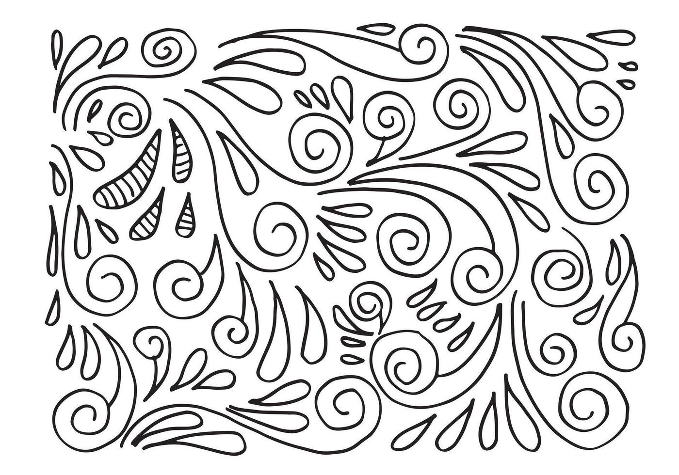 Hand drawn sketchy Doodle cartoon set of curls and swirls decorative elements for concept design vector