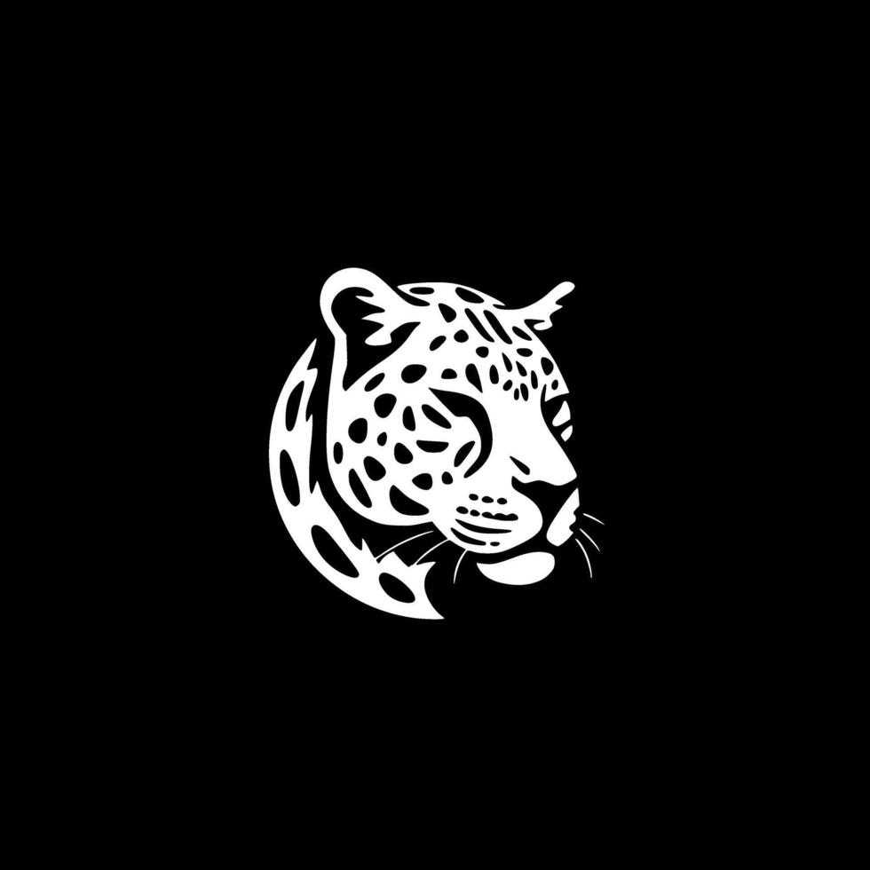 leopardo - negro y blanco aislado icono - ilustración vector