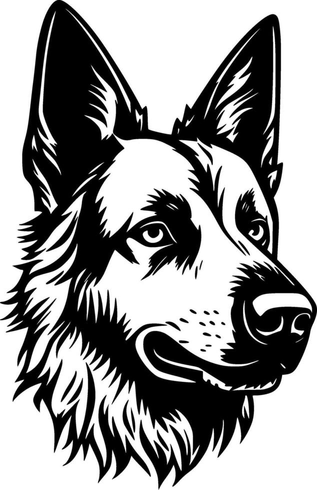 German Shepherd - Black and White Isolated Icon - illustration vector