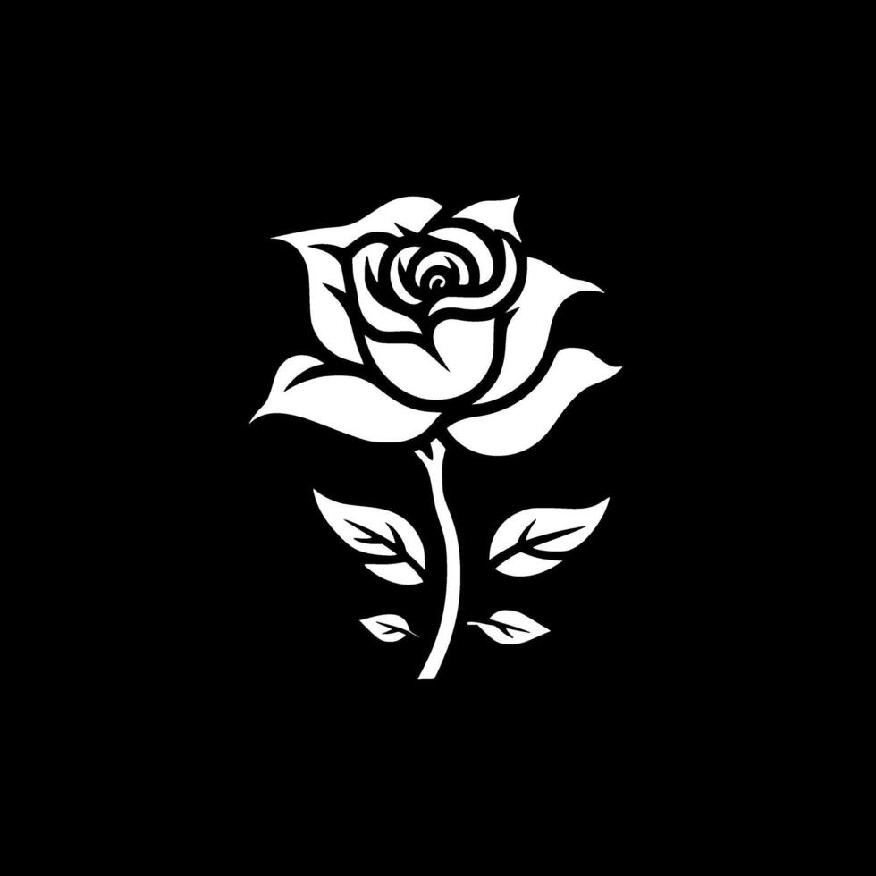 Rosa - negro y blanco aislado icono - ilustración vector