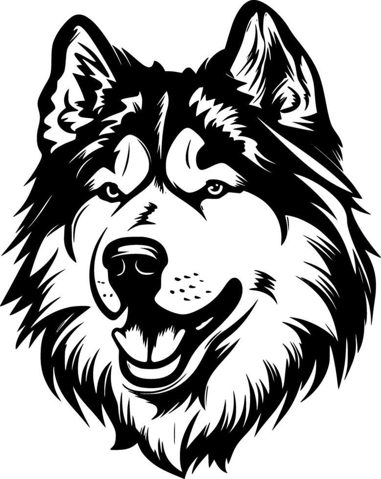 Alaska malamute - negro y blanco aislado icono - ilustración vector