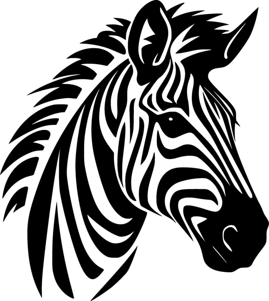 Zebra - Black and White Isolated Icon - illustration vector