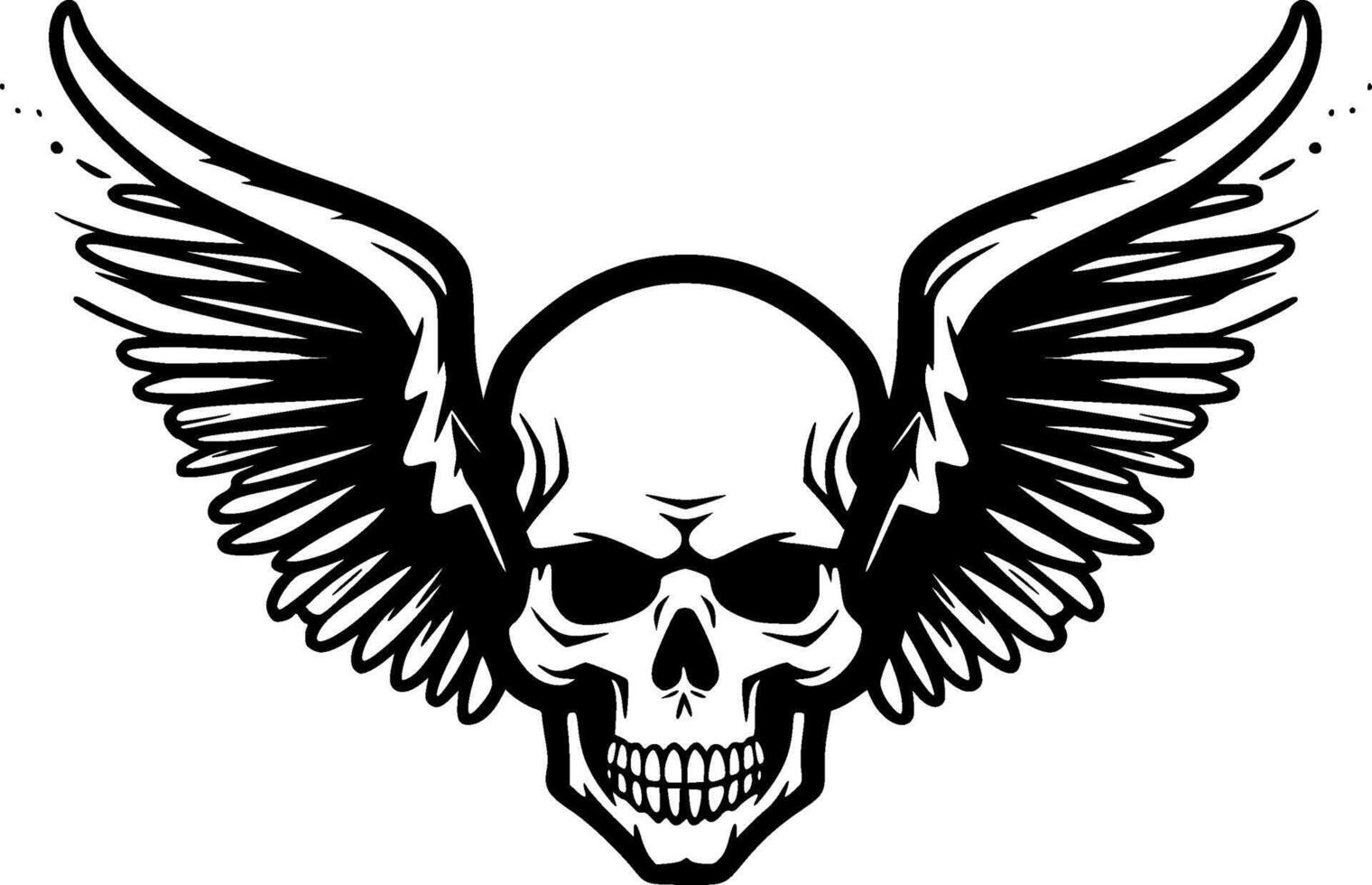 Skull With Wings, Minimalist and Simple Silhouette - illustration vector