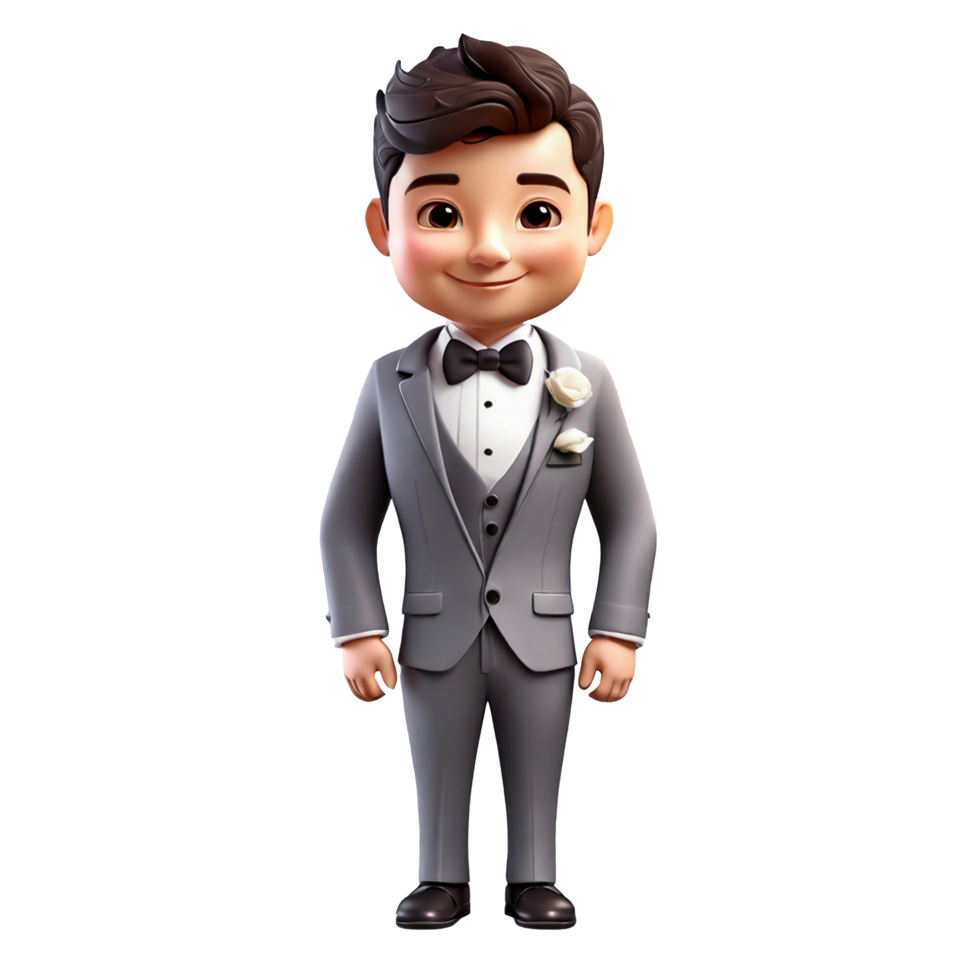 3d Casamento noivo desenho animado personagem png