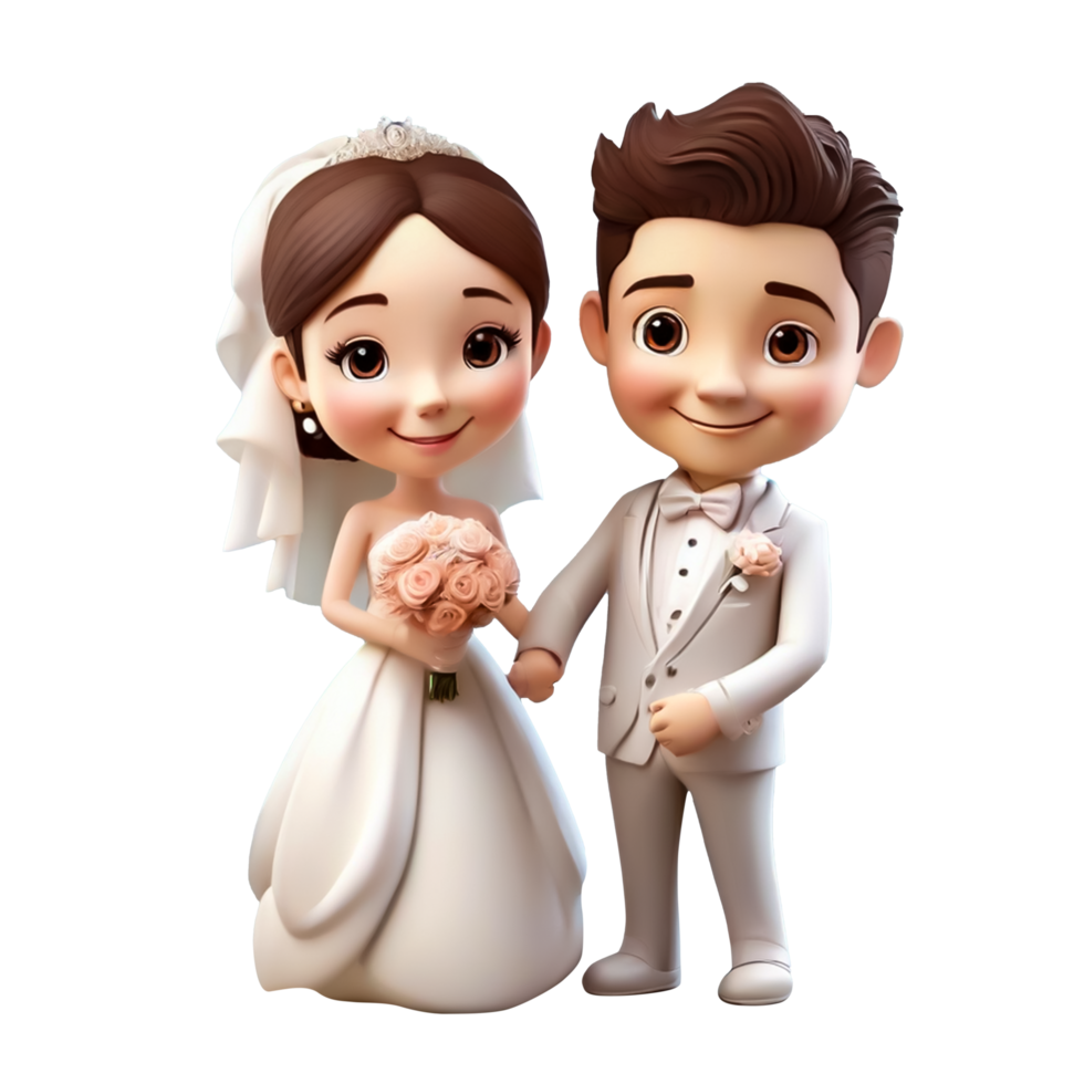 cartoon wedding couple on transparent background png