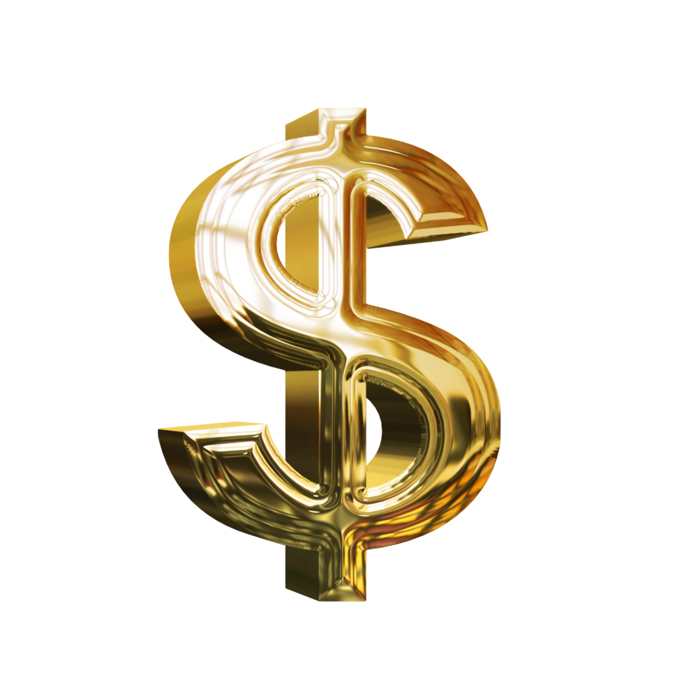 golden dollar sign isolated on transparent background png