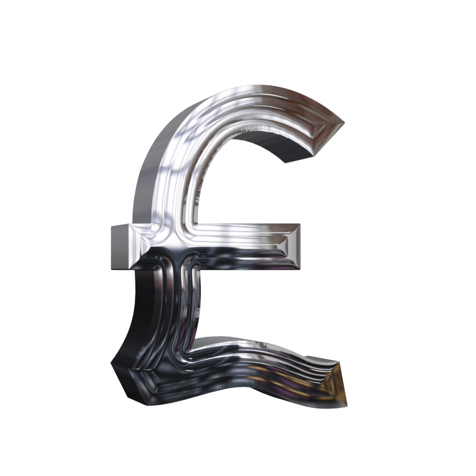silver pound symbol isolated on transparent background png