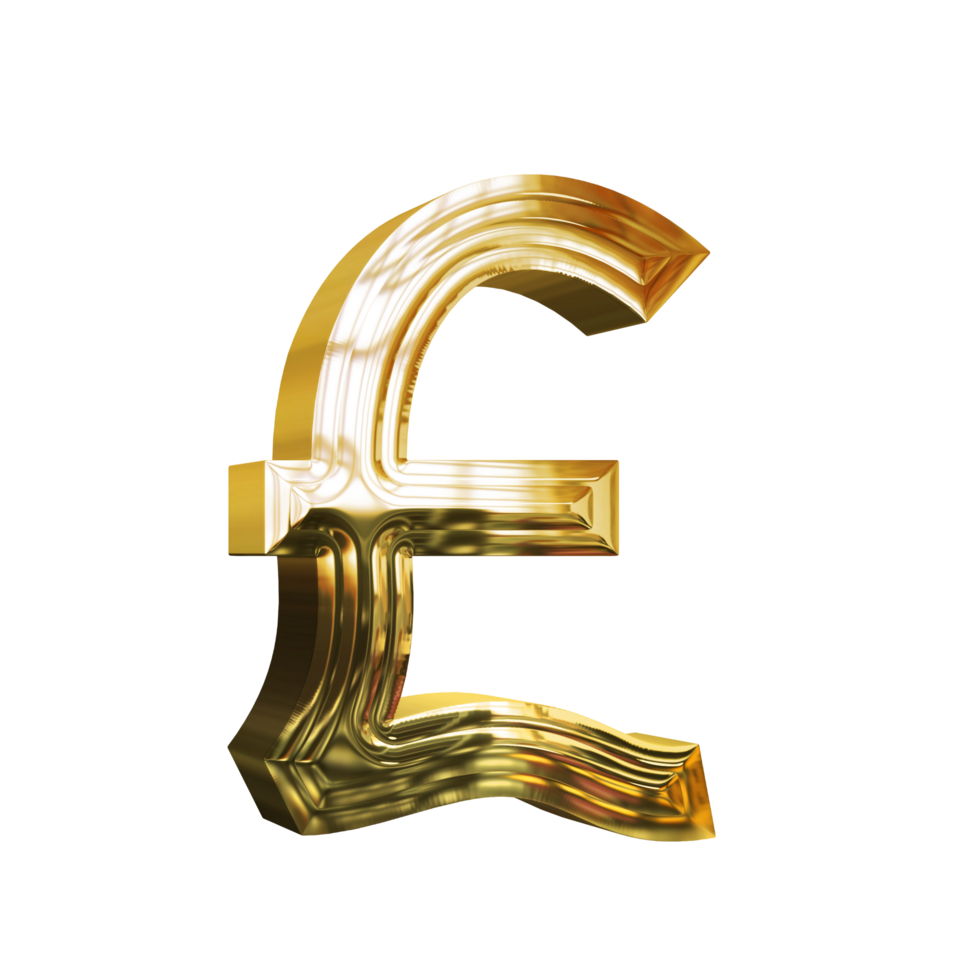 golden pound sign on transparent background png