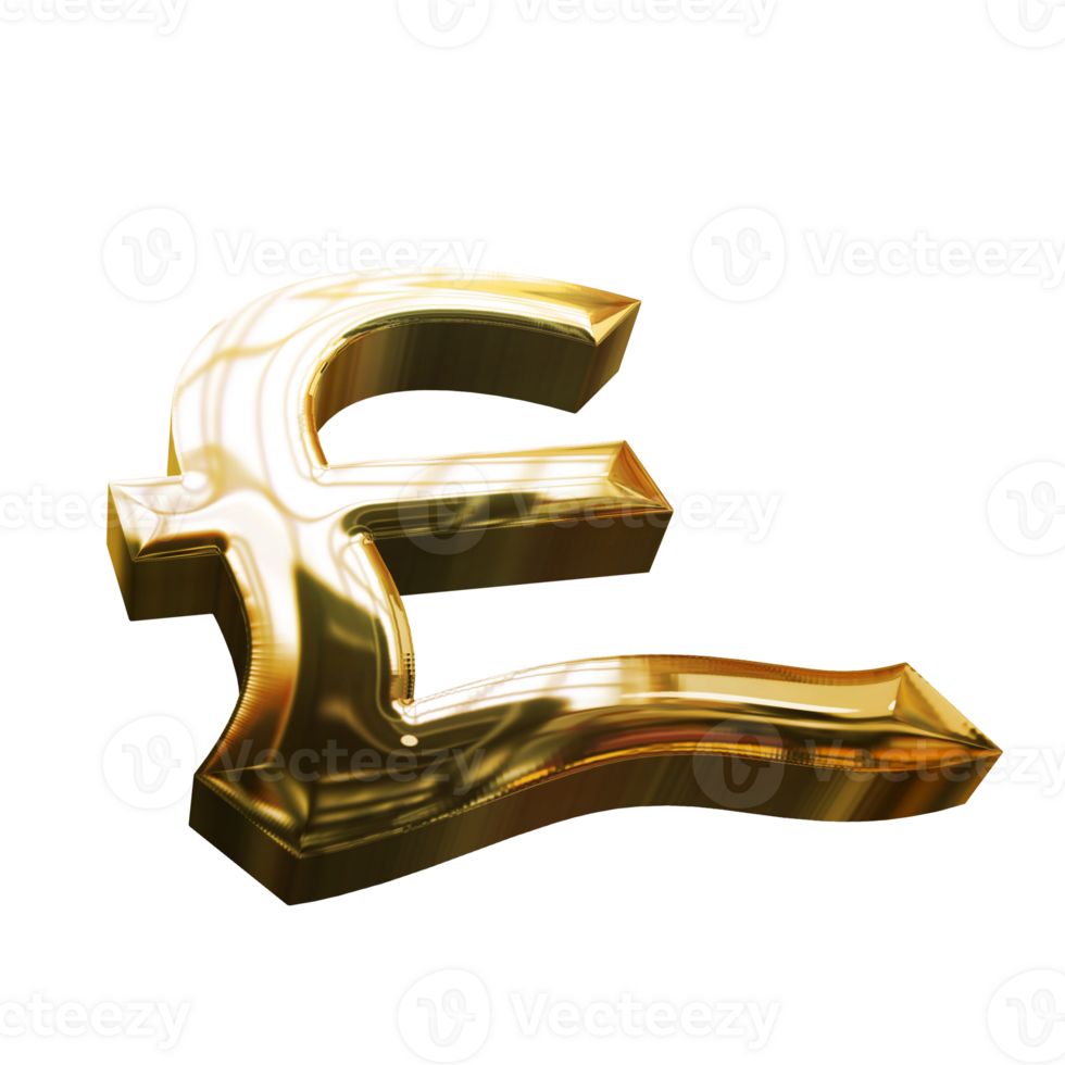 golden pound symbol on transparent background png