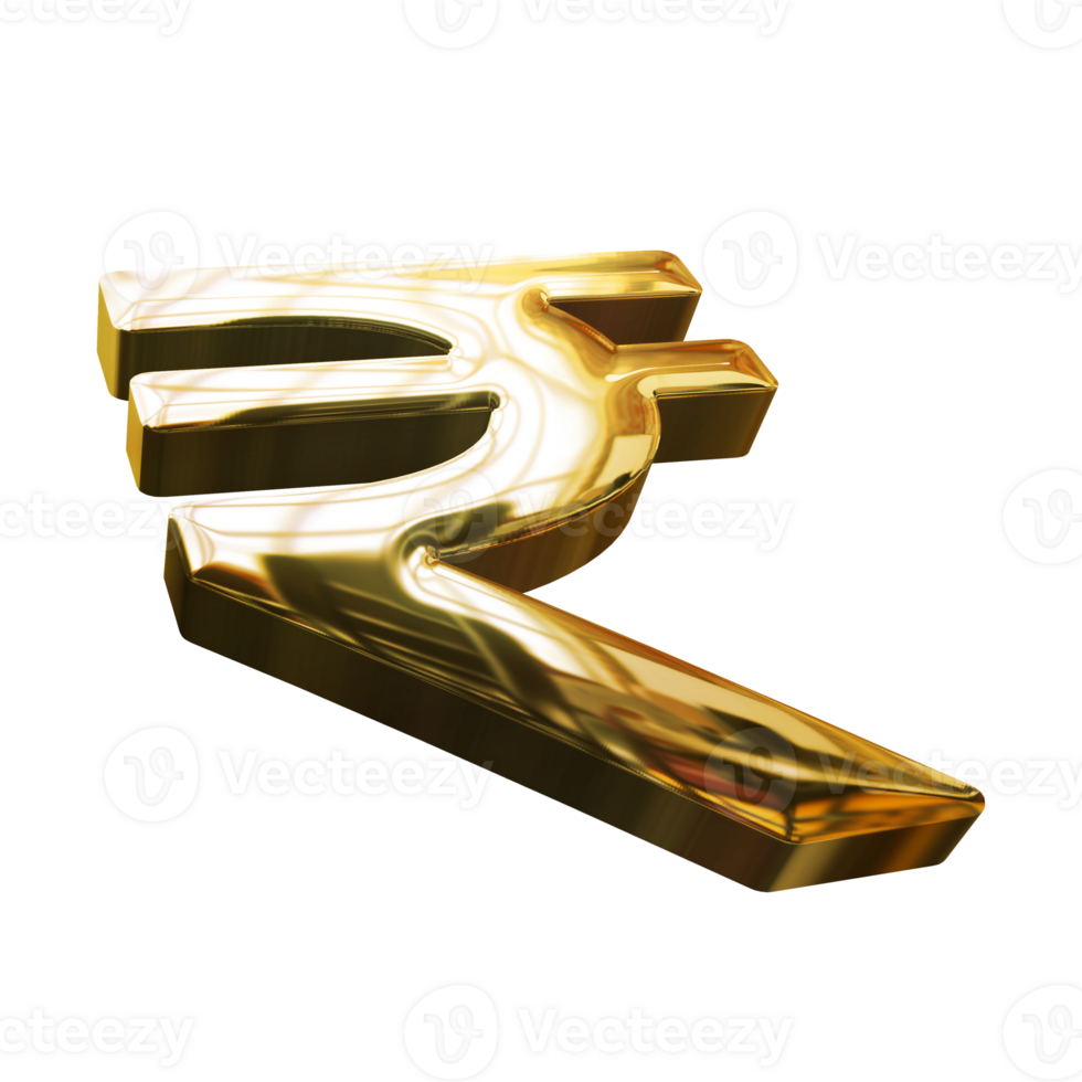golden rupee symbol isolated on transparent background png