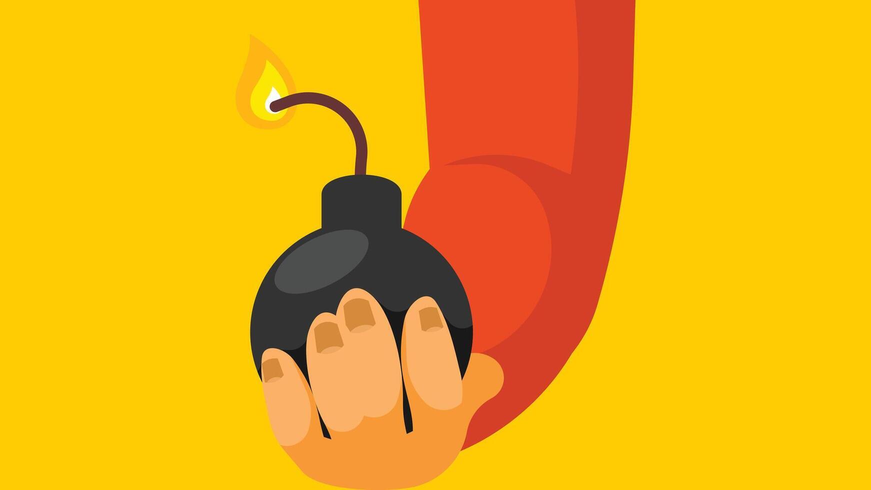 person holds a explosion bomb abstract illustration vector