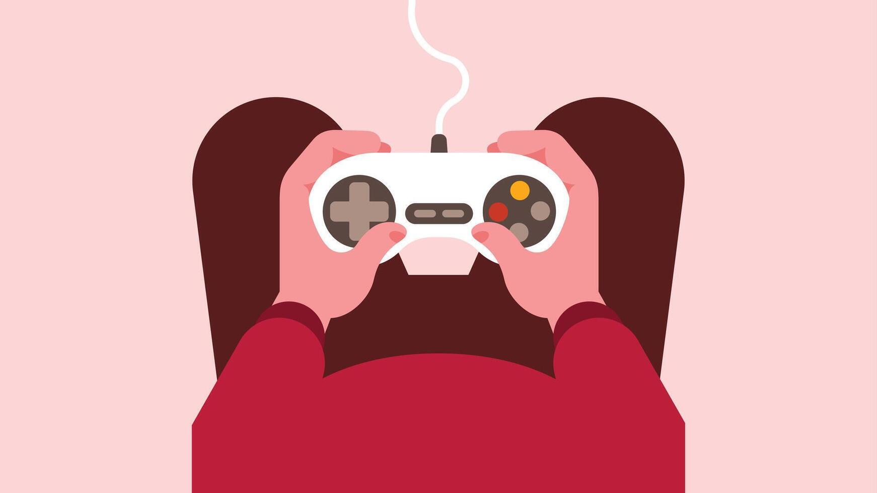 person carry a game controller in a game room abstract illustration vector