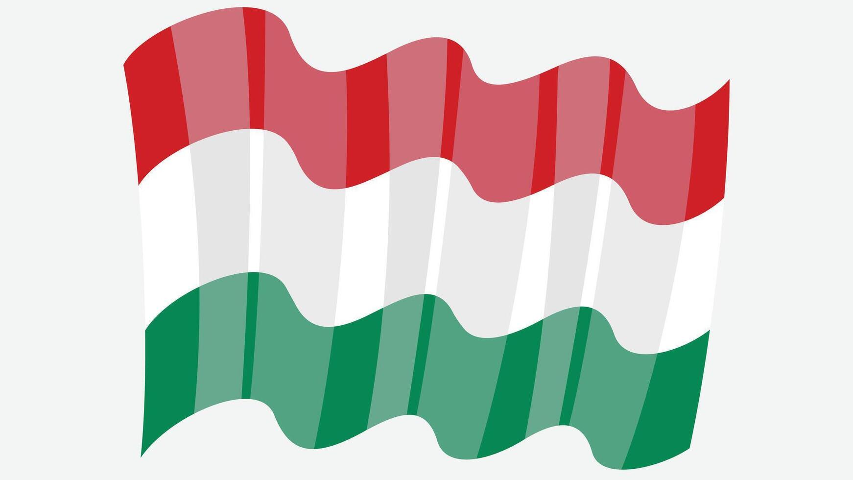 3d style National flag of Hungary red, white and green horizontal stripes vector