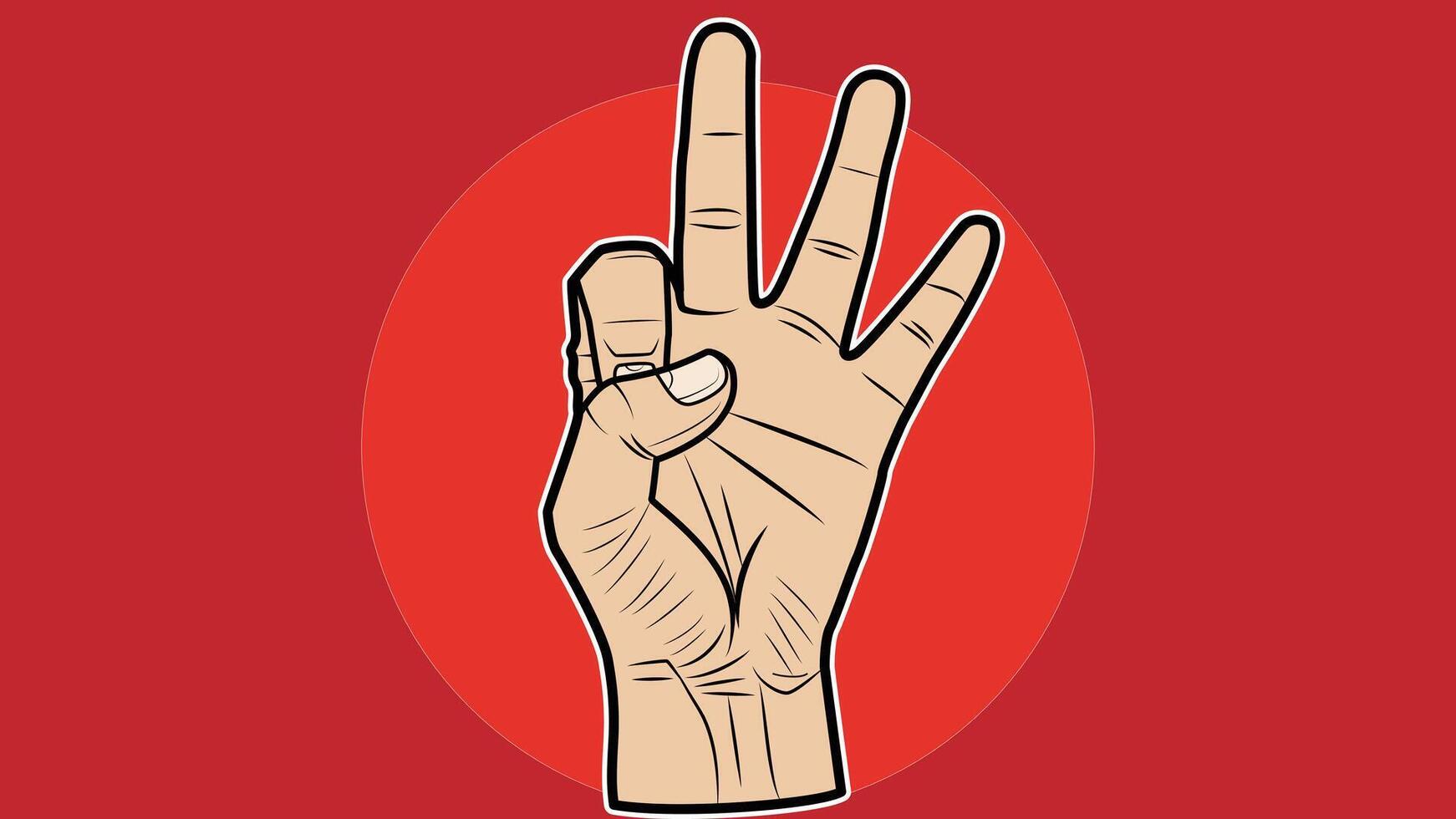 hand holds up three fingers abstract illustration vector