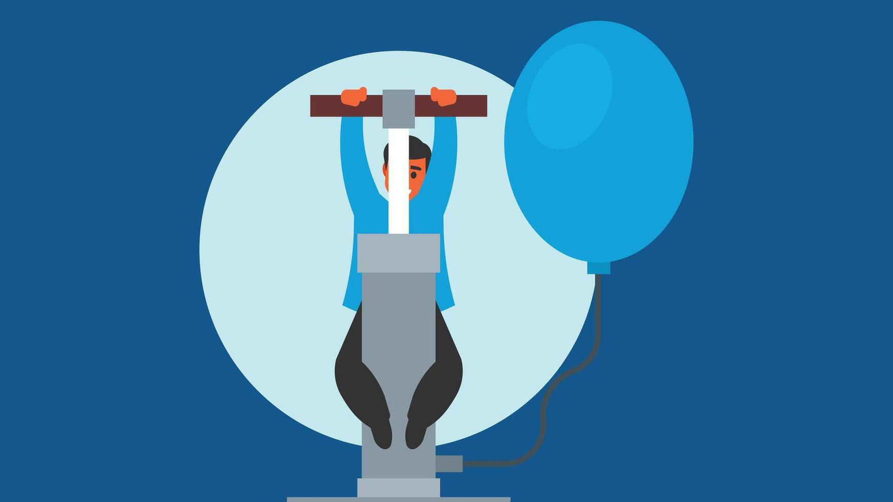 a man pump air into a balloon isolated illustration vector