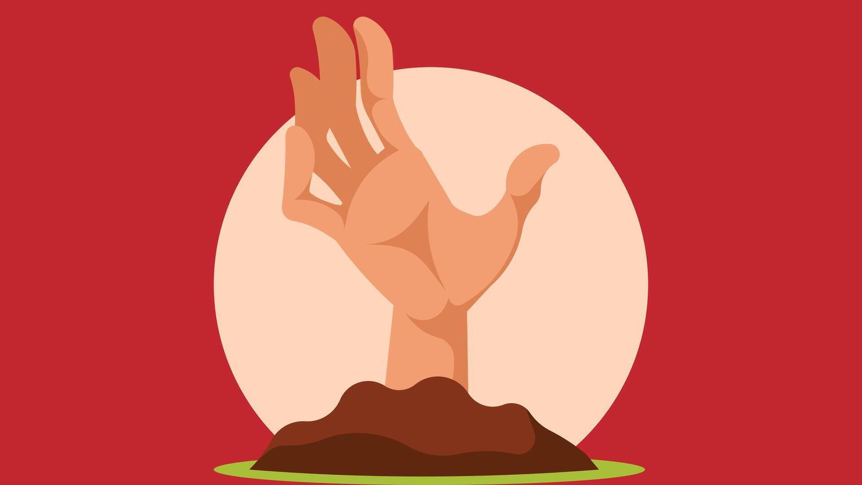 person hands coming from the ground abstract illustration vector