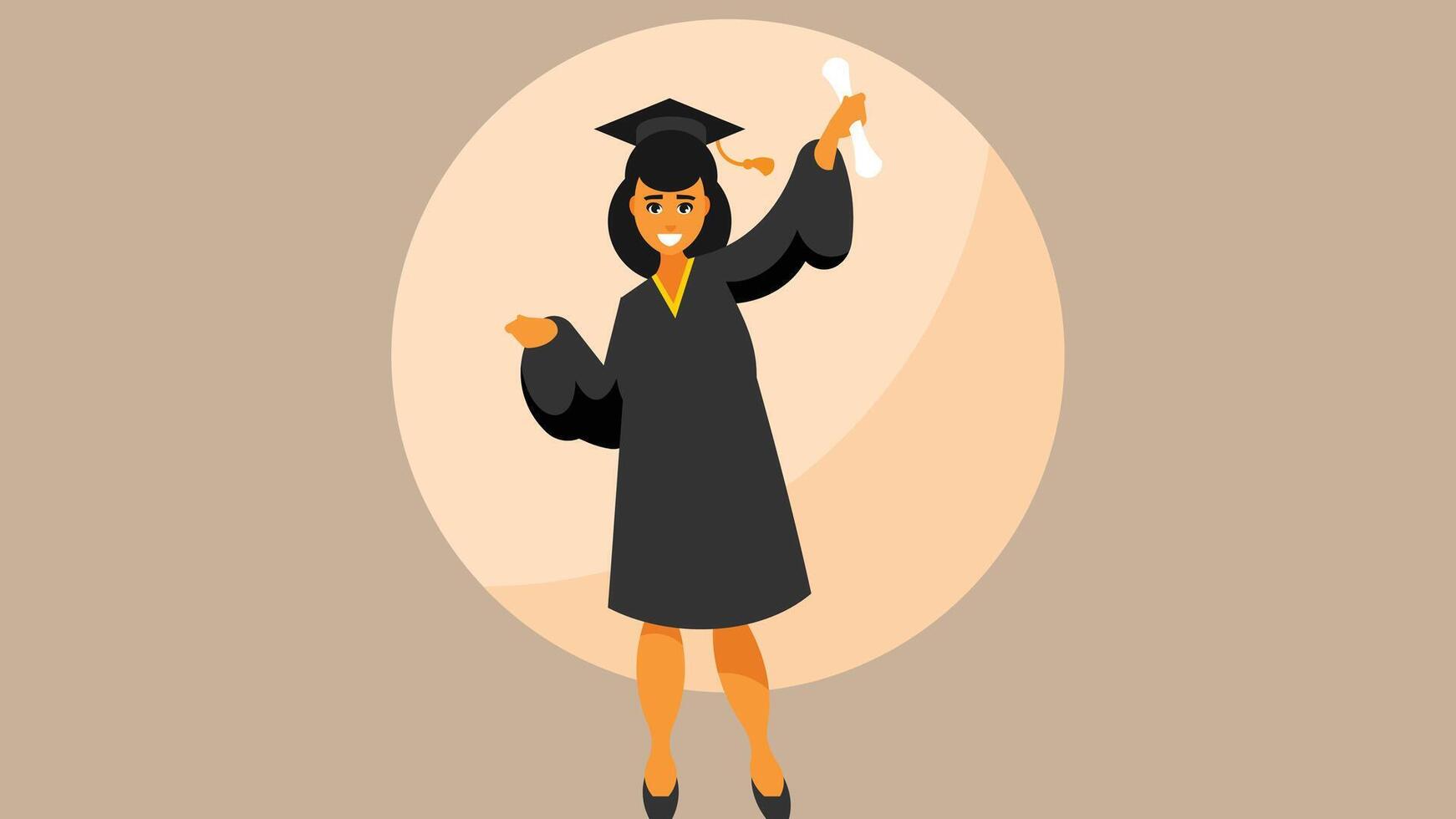 female character celebrate graduation from school university illustration vector