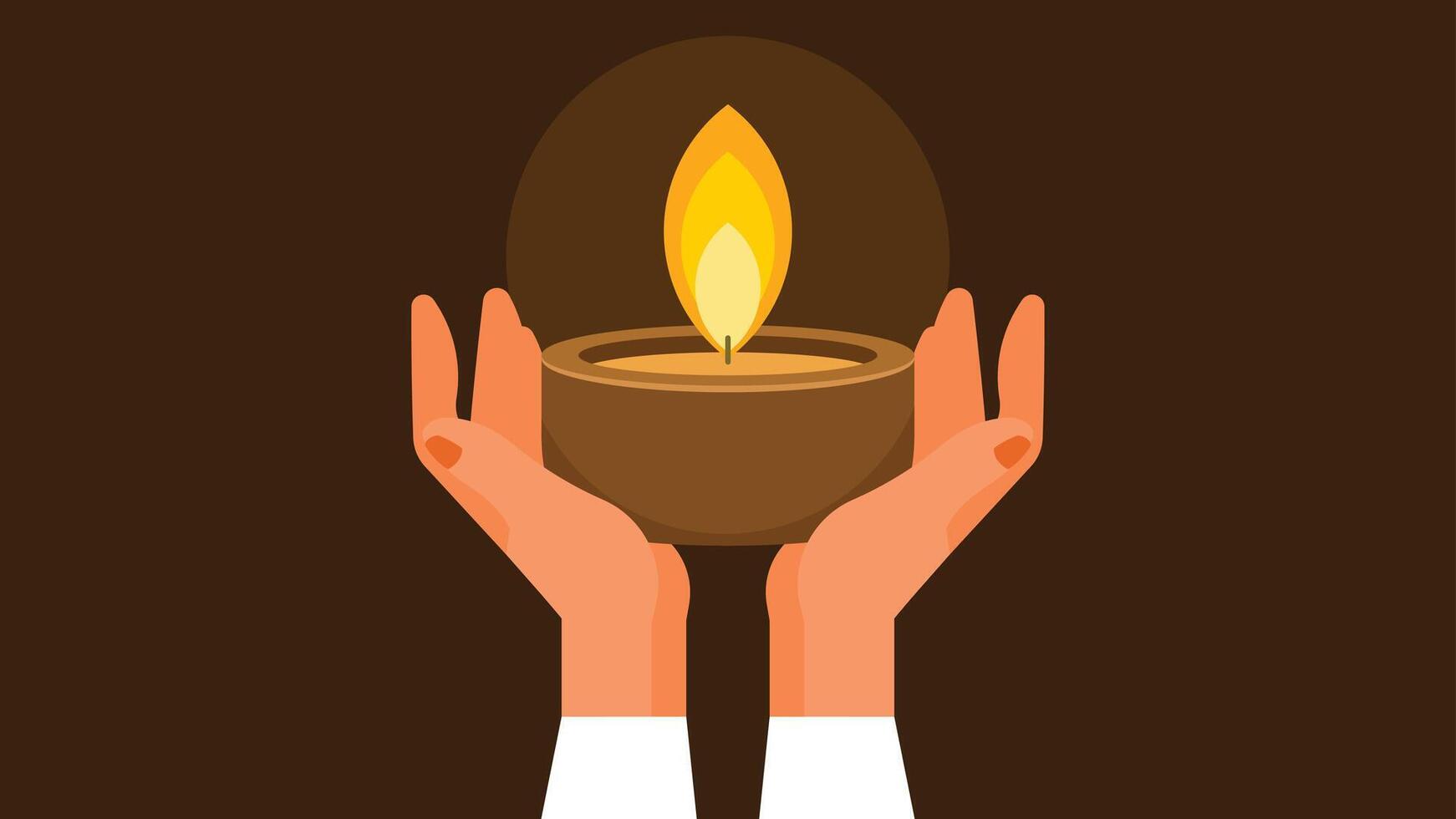 person holds a candle in the dark abstract illustration vector