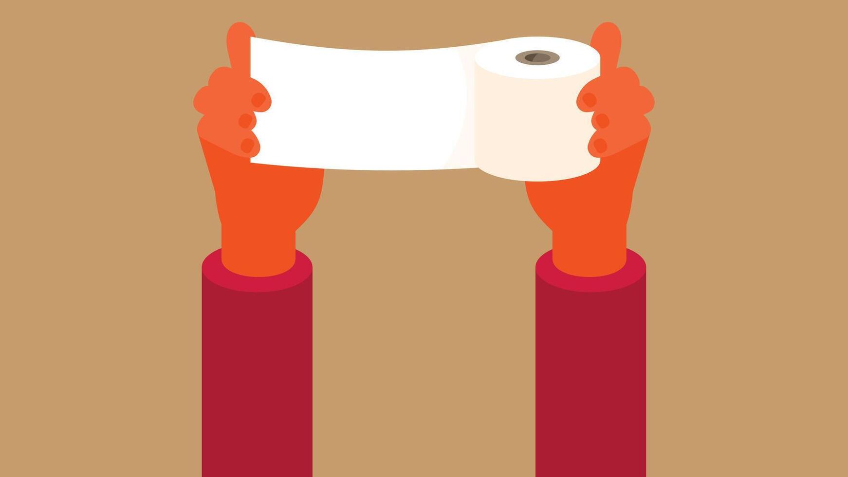 person holds a toilet paper in the bathroom abstract illustration vector