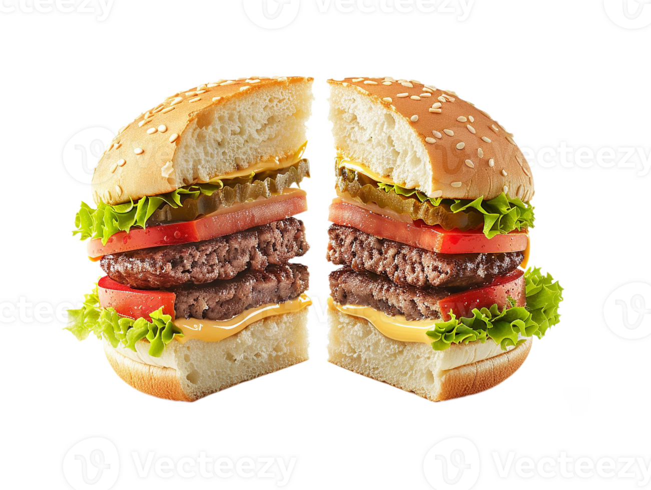 a hamburger cut in half png