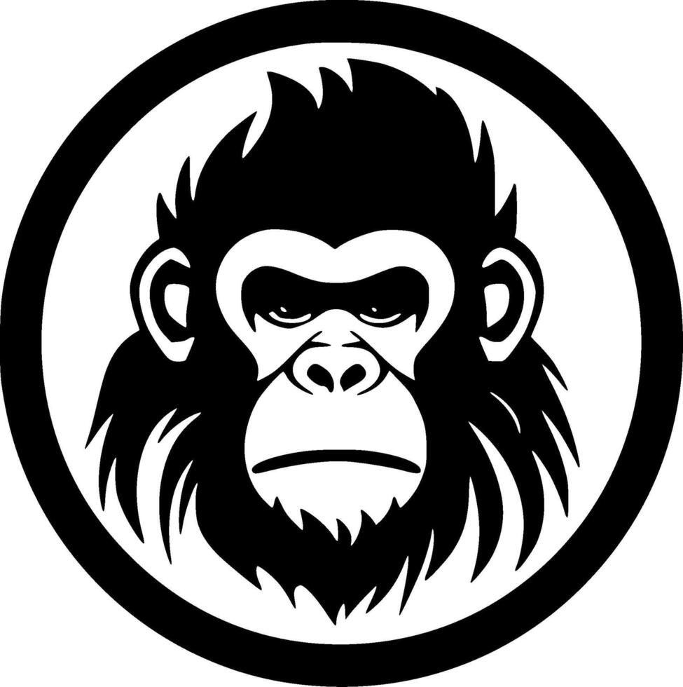 Monkey, Black and White illustration vector